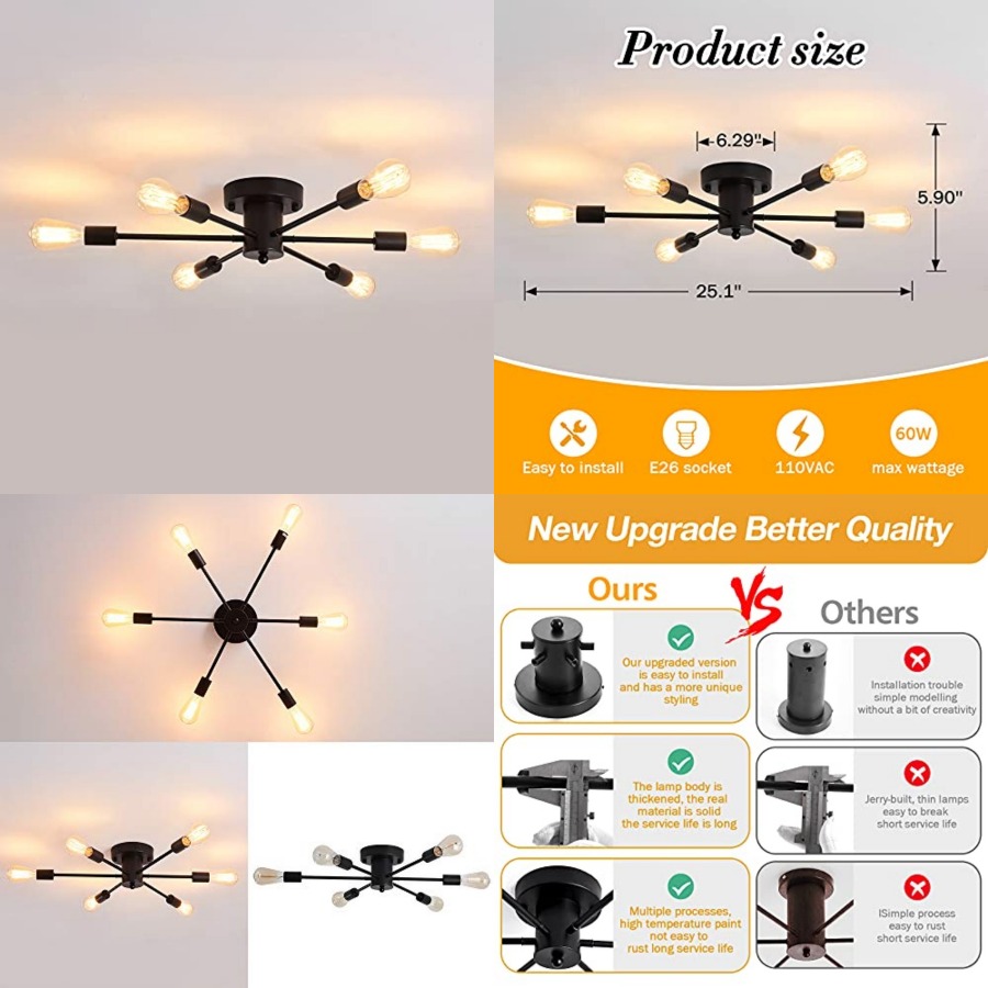 Farming A - Lampadario a Sospensione Semi-Flush Mount a
